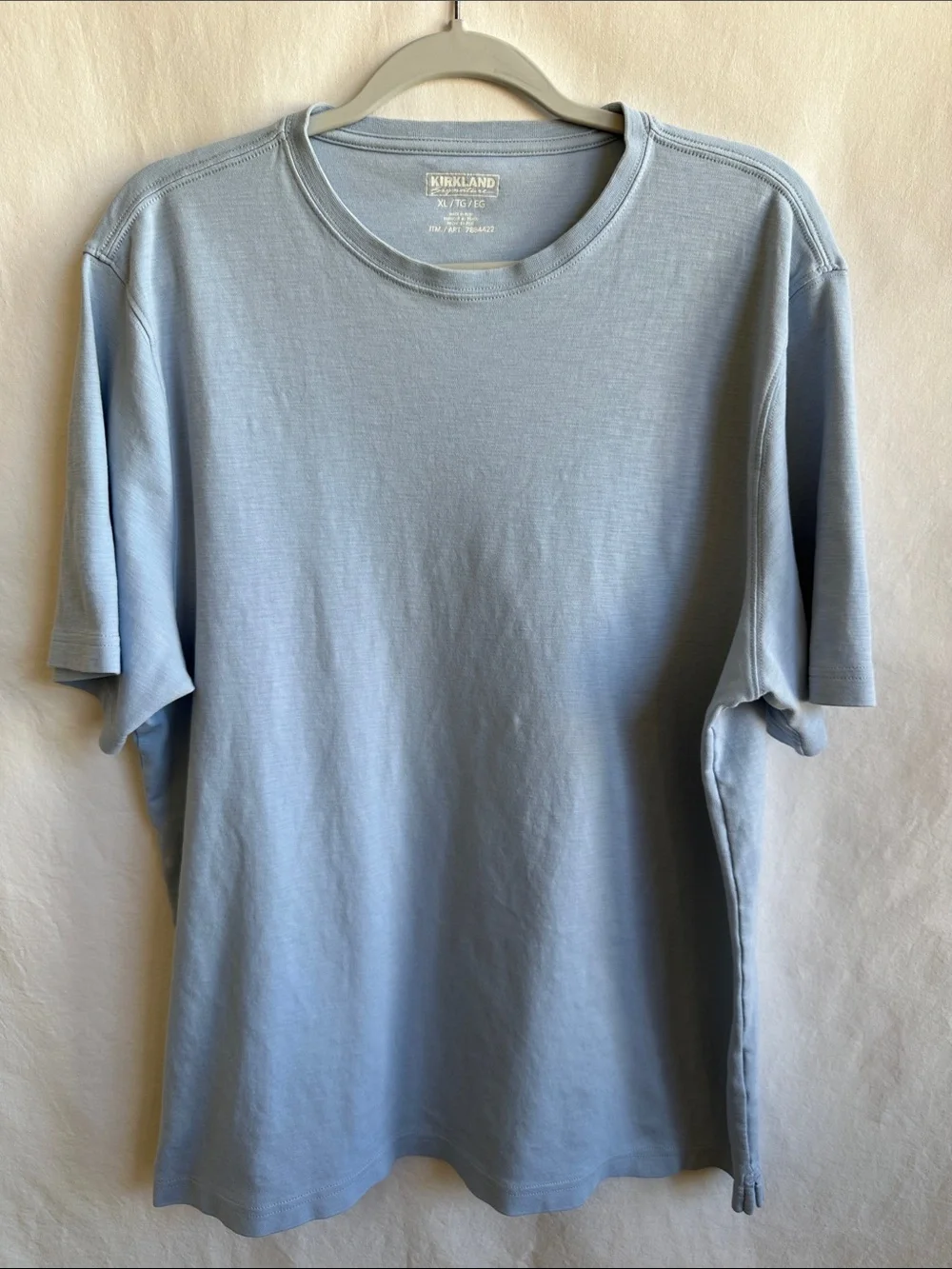 Kirkland Signature powder blue cotton T-shirt, size XL - Picture 1 of 7